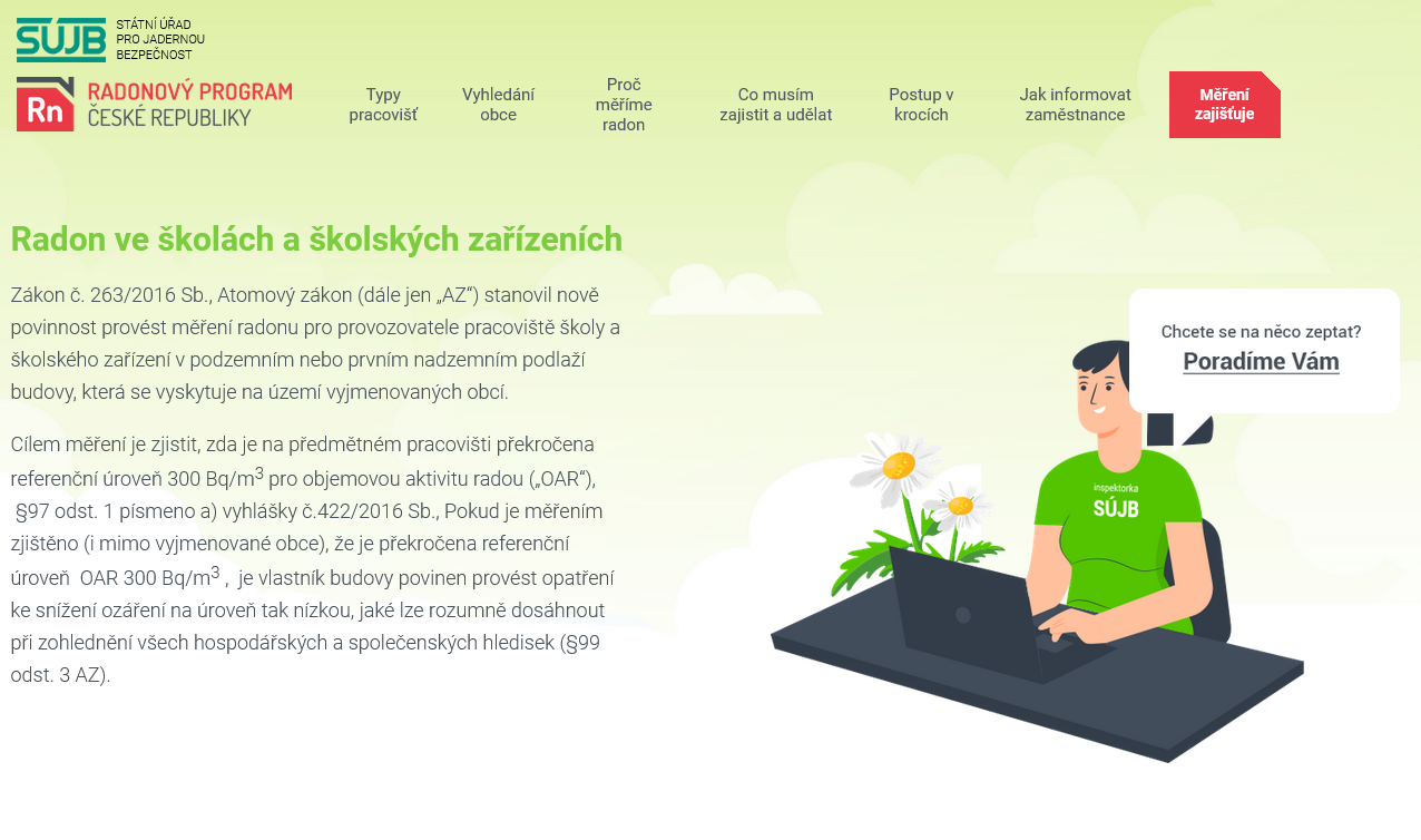 Radon ve škole a školském zařízení Radon ve škole